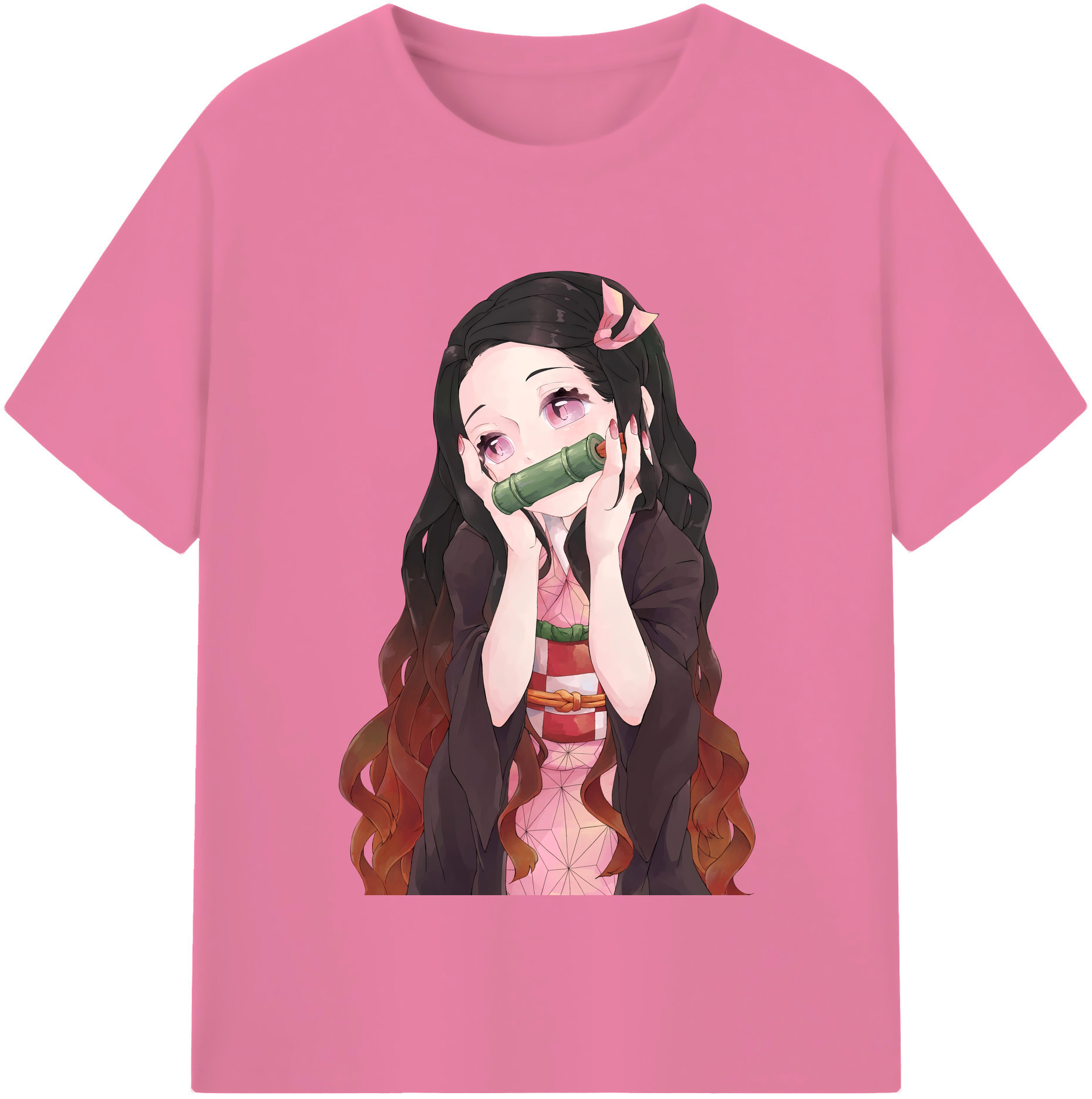 （画像用） 鬼滅の刃（きめつのやいば）竈門 禰󠄀豆子／かまど ねずこ Kamado Nezuko 綿100％半袖Tシャツ（フロントプリント）